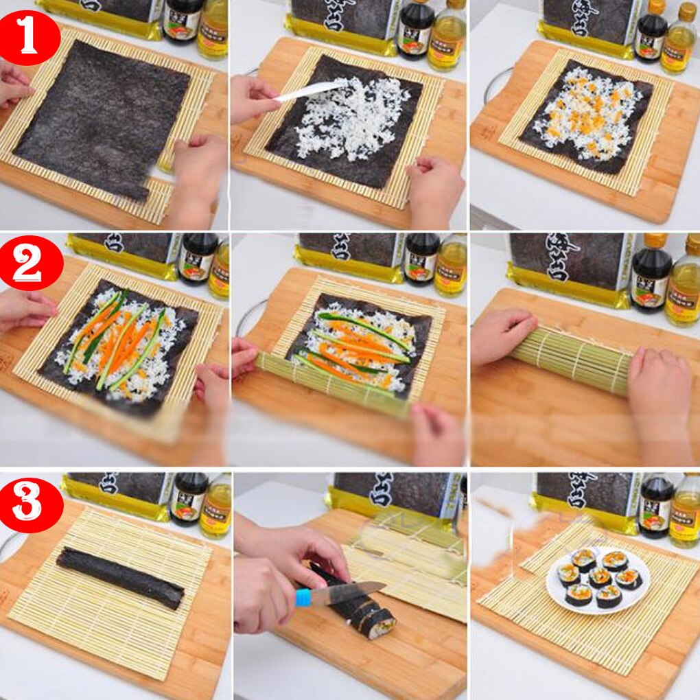 Sushi tapis roulant Sushi bambou rouleau Sushi cuillère riz rouleau riz palette Sushis fabricant outils Sushis rideau accessoires de cuisine