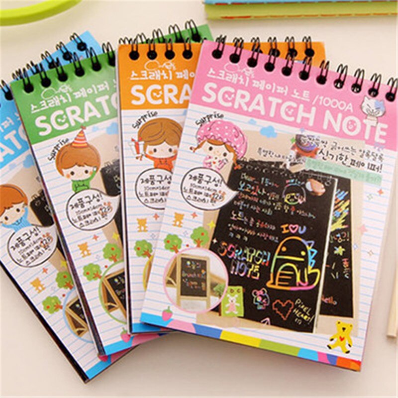 Kleurrijke Papier Diy Kinderen Educatief Speelgoed Fun Doodling Scratch Kinderen Graffiti Kleurrijke Zwarte Houten Stok Kids Ambachten