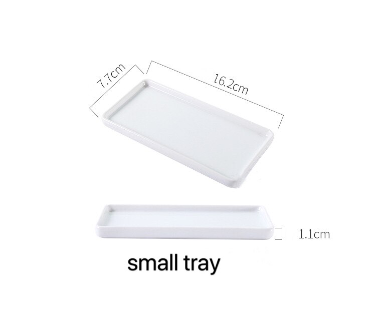Bandeja Rectangular de cerámica de estilo japonés, plato Rectangular de porcelana blanca, bandeja para enjuague bucal, bandeja de almacenamiento para sala de baño: Small