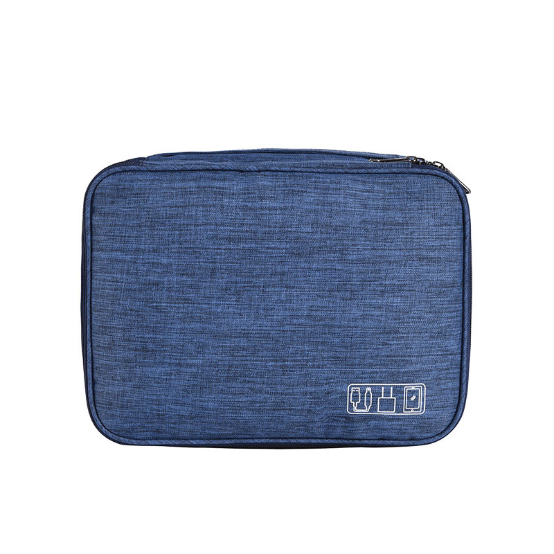 Caja organizadora de cables, Bolsa de dispositivos de viaje, discos duros, funda de almacenamiento portátil, funda protectora para iPad, Mini banco de energía: Dark blue