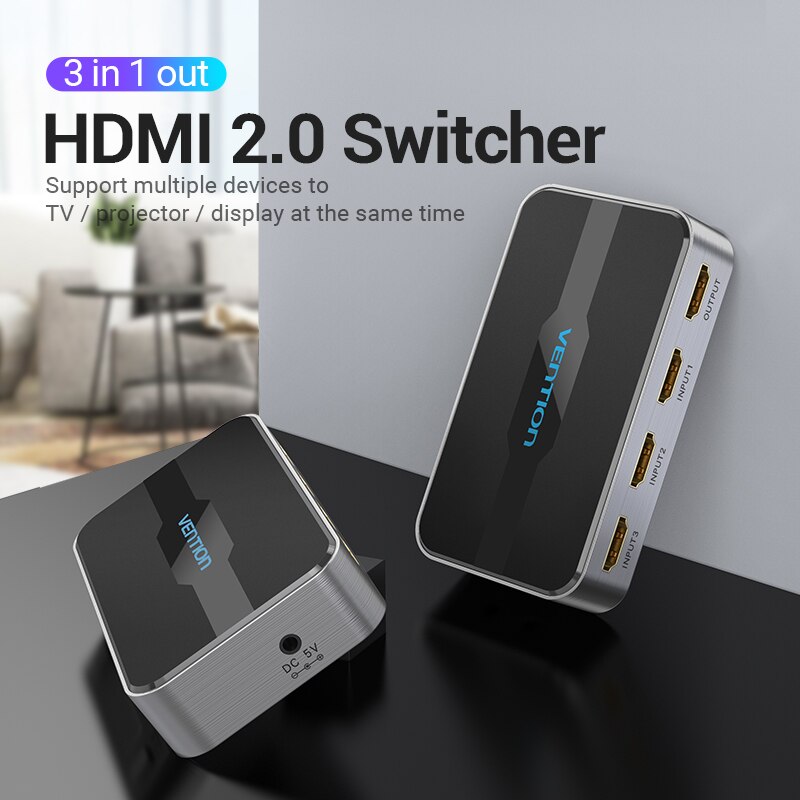 Vention HDMI Switch 4K 3 in 1 out HDMI2.0 Switcher Splitter with Remote Control Switch for PS4 PC TV Xbox 2.0 HDMI Adapter