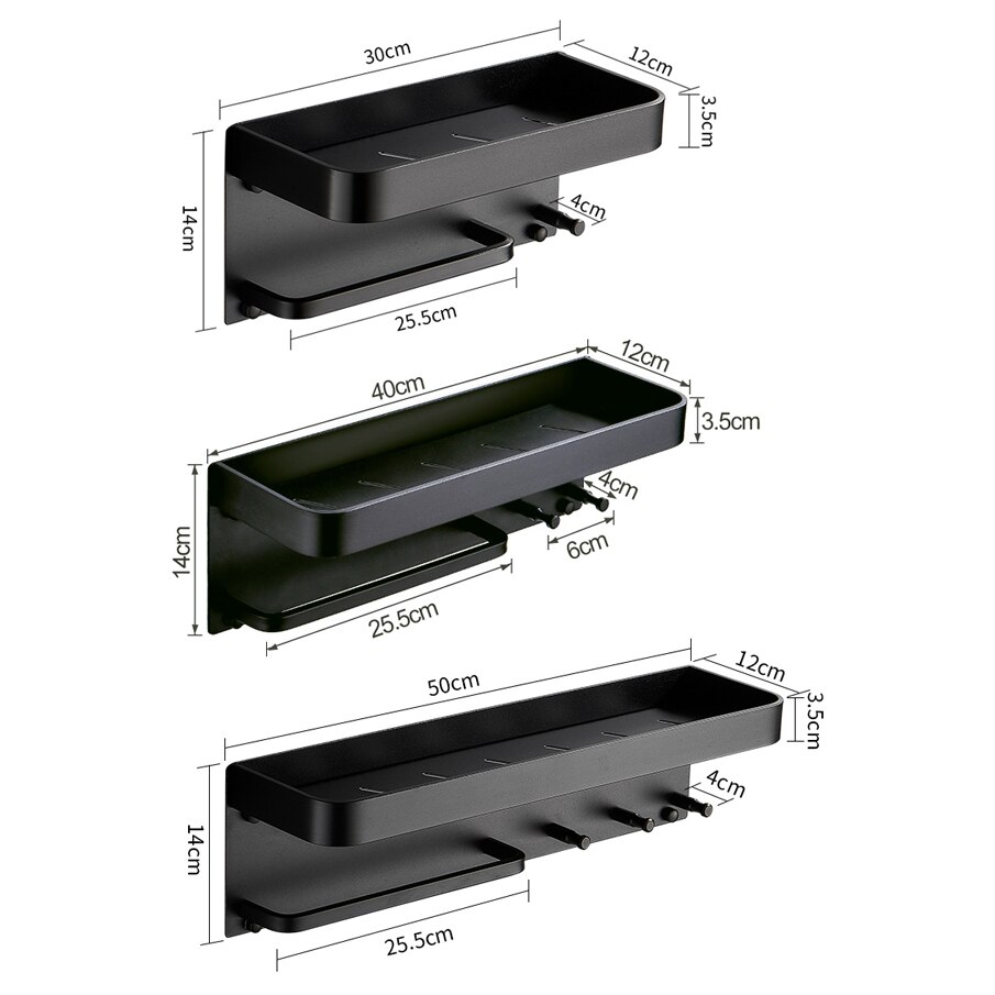 Badeværelse sort badekar hylder hylde arrangør sømfri shampoo holder køkkenhylde med rack  el531