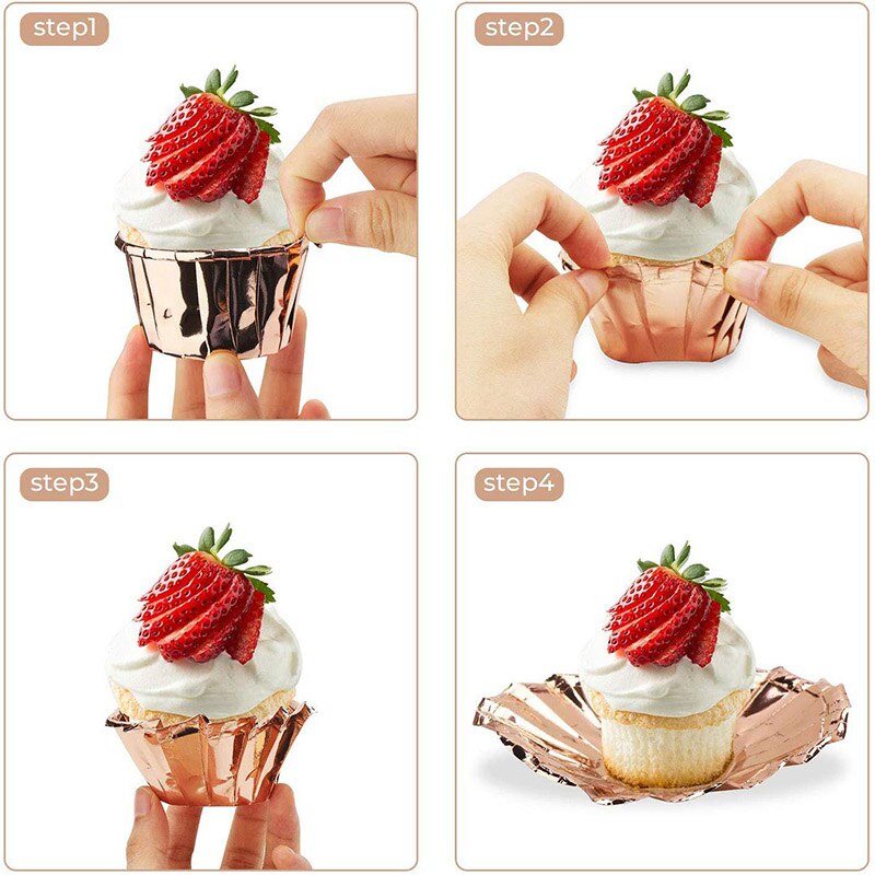 50Pcs Muffin Cupcake Paper Cup Oilproof Cupcake Wrappers Liner Case Baking Cup Tray Cake Mold Box for Birthday Party Pastry Tool