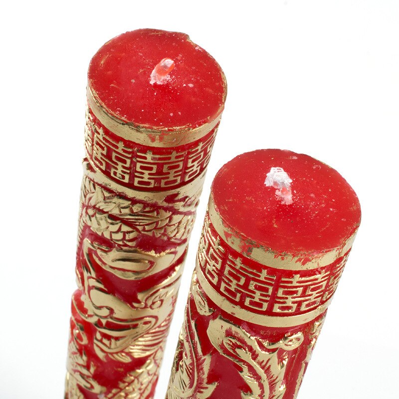 Vela de estilo chino para boda, decoración tradicional roja para amantes de Longfeng, Cadle de noche de boda encantador, 2 unids/lote