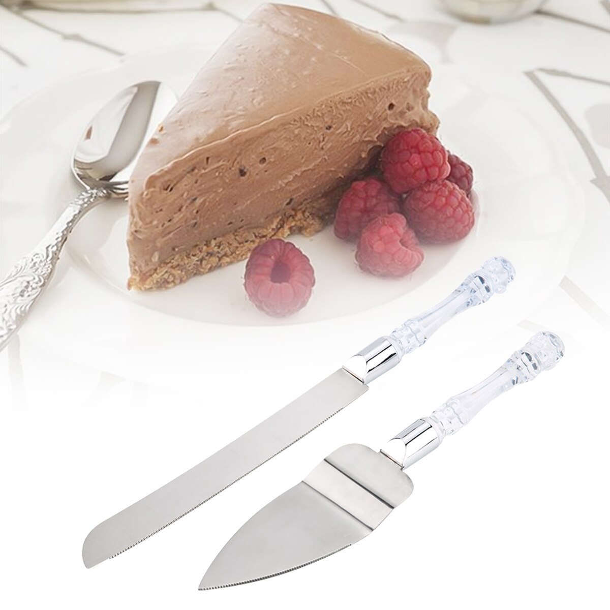 2 uds. De cuchillo para pastel de boda de resina de flores juego para Pala, juego de cúter de pala para pastel, herramienta para pastel de boda, suministros de cocina