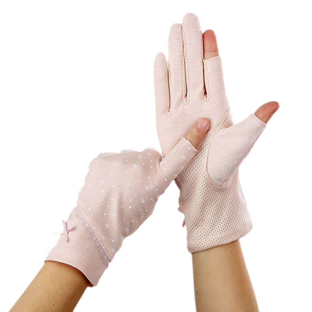 Guantes sin dedos para conducir para mujer, guantes de protección solar elásticos para verano y primavera, guantes Anti-Uv antideslizantes, mitones transpirables: Fucsia