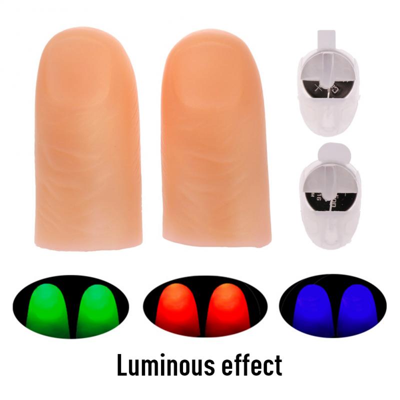 1 paar Creatieve Magic Makers Rood Licht Up Thumb Tips Met LED Rood Magic Thumb Tip Licht Illusion Zachte Standaard maat 2 Pcs Props
