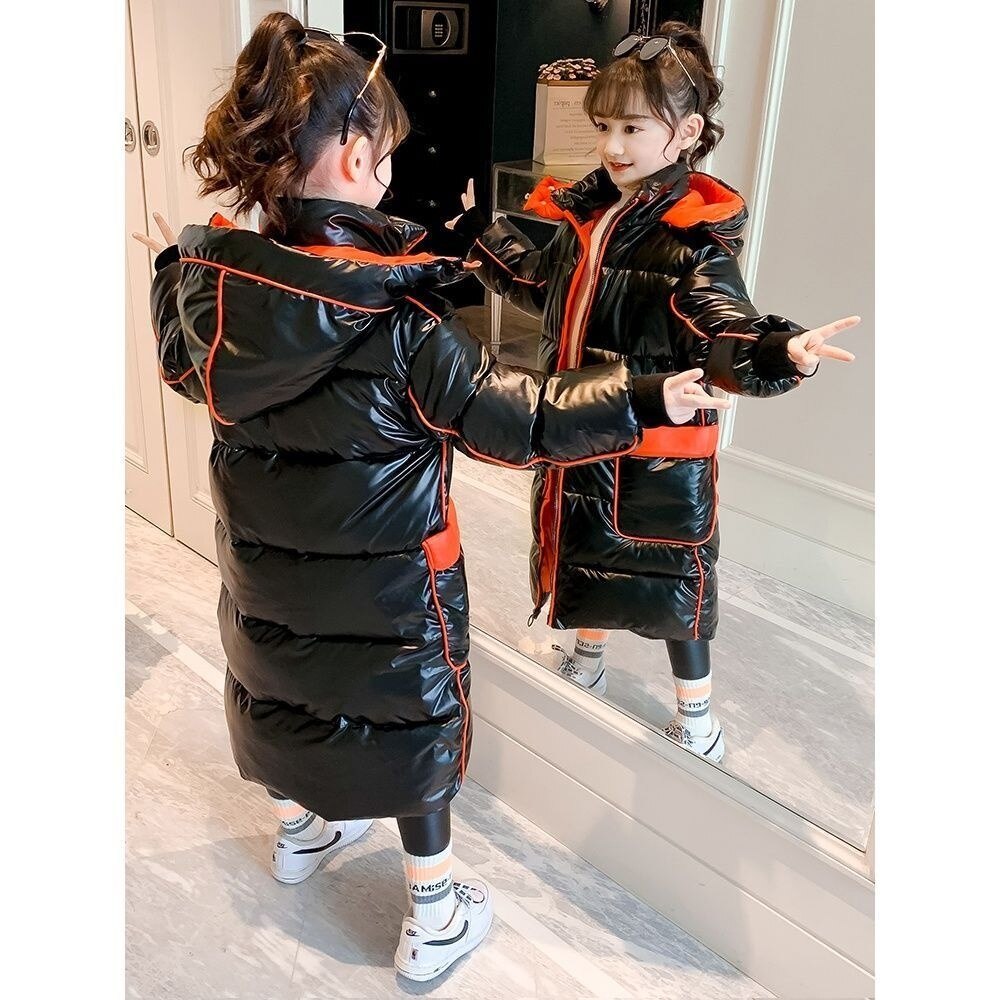 freundlicher Winter Jacke Weihnachten Kostümich Für freundlicher Kleidung Mädchen Jungen Schwarz Schneeanzug Oberbekleidung Mäntel Lange Parka Schnee Tragen: Orange wasserdicht  / 150cm