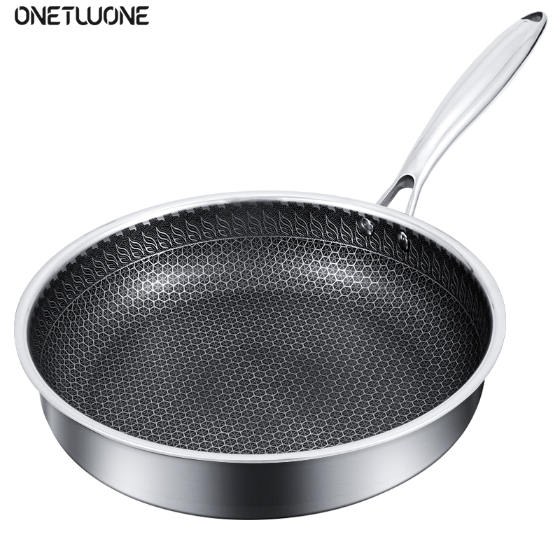 304 rustfritt stål stekepanne husholdningsinduksjon kompatibel nonstick stekepanne flerbruks kokekar bruk til kjøkken restaurant