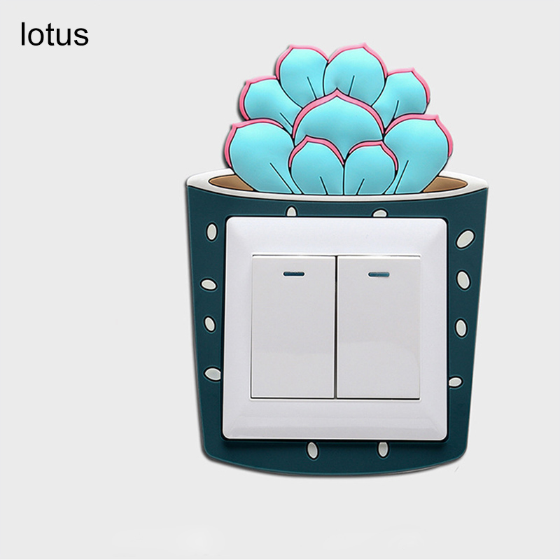 Tecknat djur enhörning flamingo uttag väggdekor rumsinredning silikon lysande strömbrytare heminredningstillbehör 1 st: Lotus