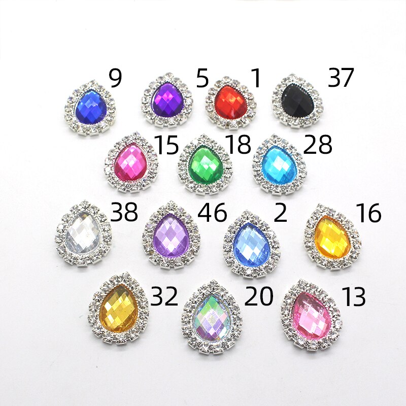 10pcs/lot17*21mm metal Water rhinestoneMaterial AcrylicMaterial MixDIY clothes, crafts, sewing, handmade jewelry accessorie: Mix