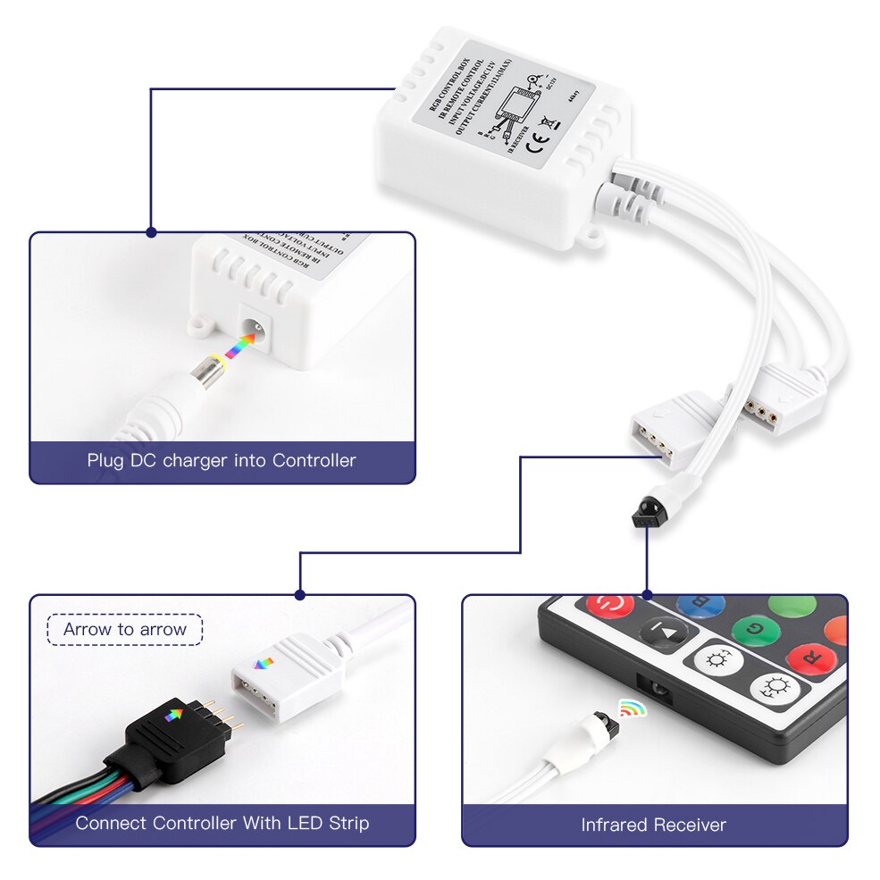 24Keys 44Keys LED RGB Controller DC12V IR Remote Controller for SMD 3528 5050 2835 RGB LED Strip Lights Single Dual Output
