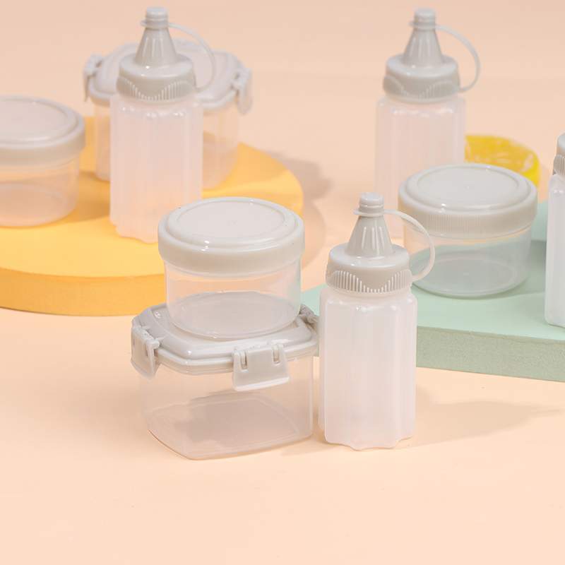 4 stk plastik sauce klem flaske mini krydderi boks salat dressing beholdere køkken værktøj udendørs bærbar grill krydderi krukke