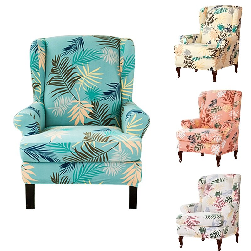 2 stuks/set vleugelstoelhoes stretch eenpersoonsbankhoes all-inclusive fauteuils bankhoes spandex stoelhoes stoelbeschermer