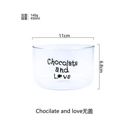 Household Fruit Bowl With Lid Heat-resistant Transparent Soup Bowl Round Cute Glass Bowl: A