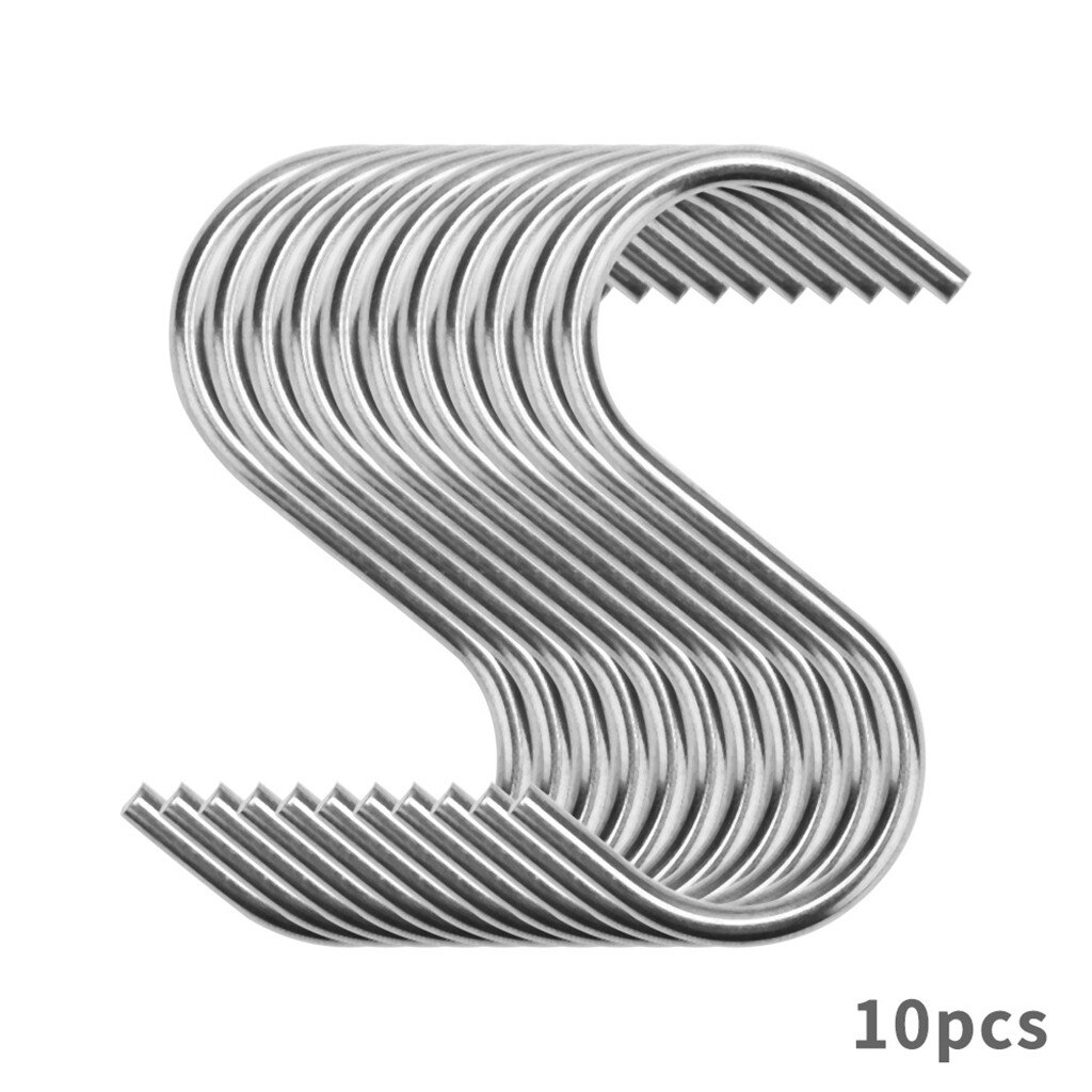 10Pcs Rvs S-Vorm Haak Keuken Slaapkamer Multifunctionele Reling S Hanger Haak Sluiting Holder Haken opknoping Opslag Gereedschap