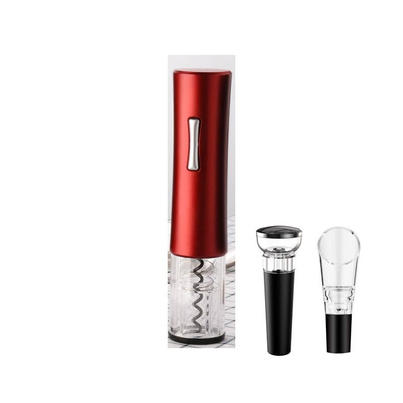 Elektrische Wine Opener, automatische Elektrische Wijnfles Corkscrew Opener Met Foliesnijder Voor Wijn Lover 4-In-1 Set: Matte Red  Stopper