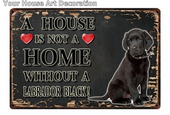 Noir blanc animaux chien métal signe étain affiche une maison Doberman doré Labrador décor à la maison barre mur Art peinture 7.8x11.8 pouces