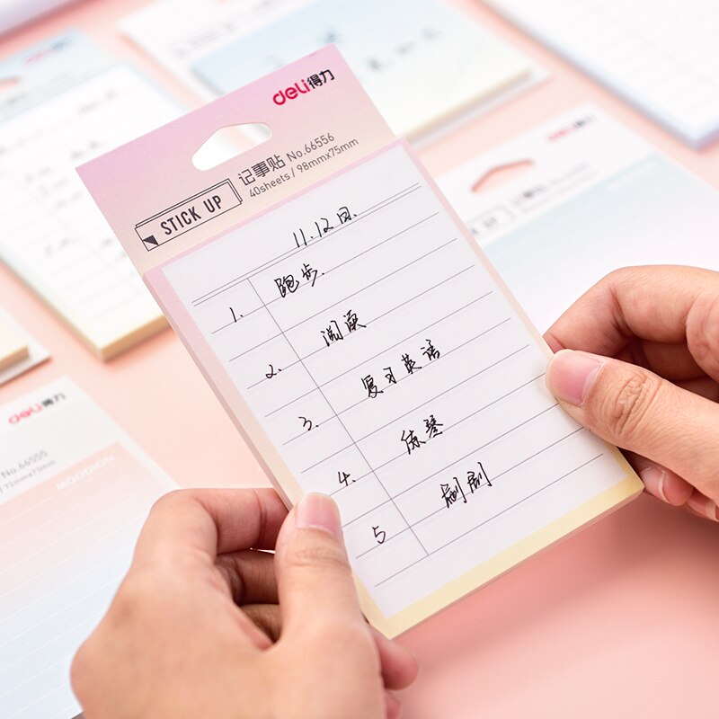 2Packs Totaal 60/80 Sheets Sitcky Note Met Lijn Verse Kleurrijke Memo Pad Studenten Kids Thuis Bericht Note School Briefpapier 66555
