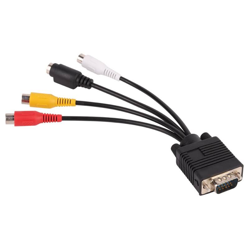 1Pcs VGA Male naar S-Video 3 RCA Jack Vrouwelijke Composite AV TV Out Adapter Converter Connector Video kabel voor Laptop PC HDTV: Default Title