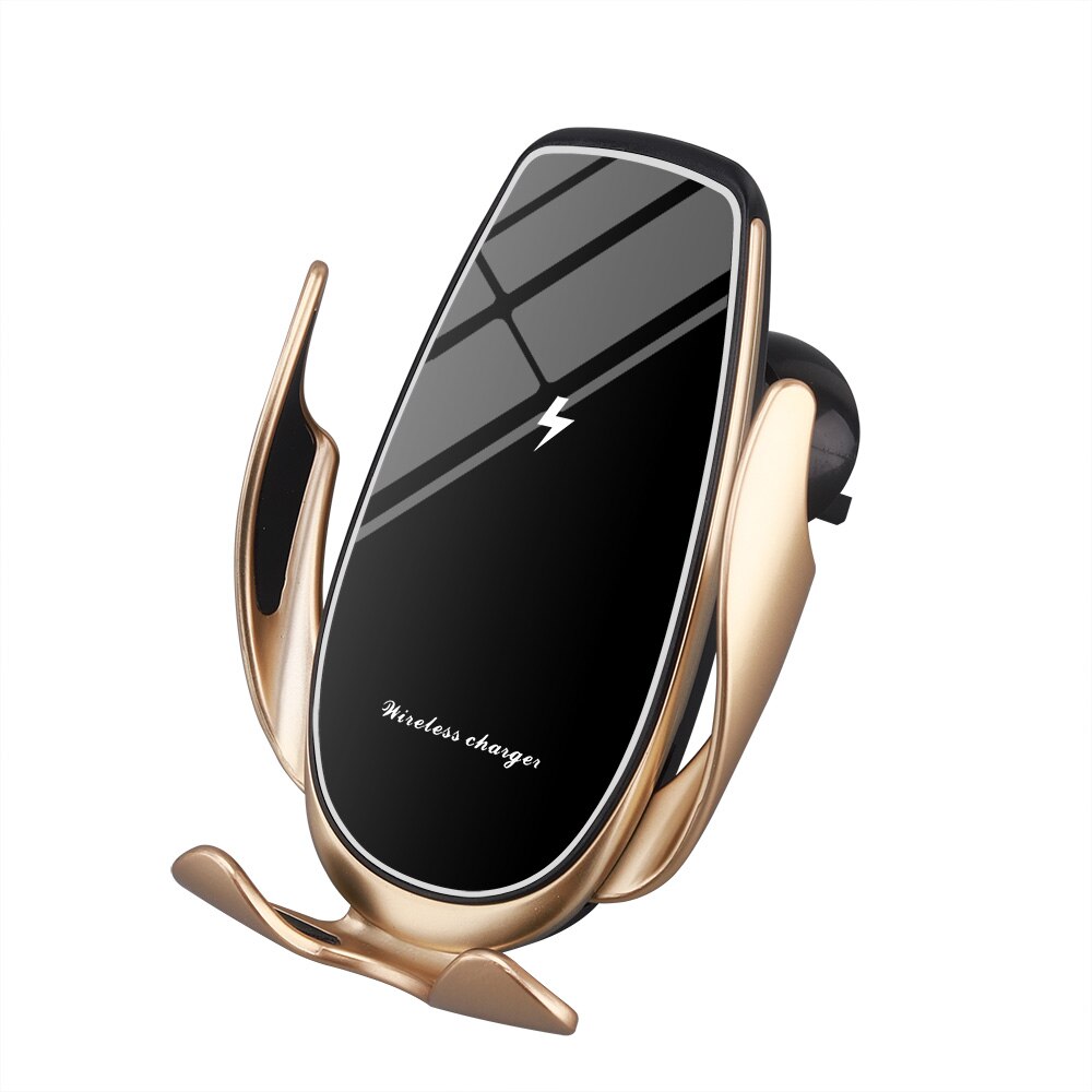 FDGAO 15W Car Wireless Phone Charger Automatic Clamp Qi Fast Charge Mount Holder for iPhone 11 Pro XS XR X 8 Samsung S20 S10 S9: 10W Gold