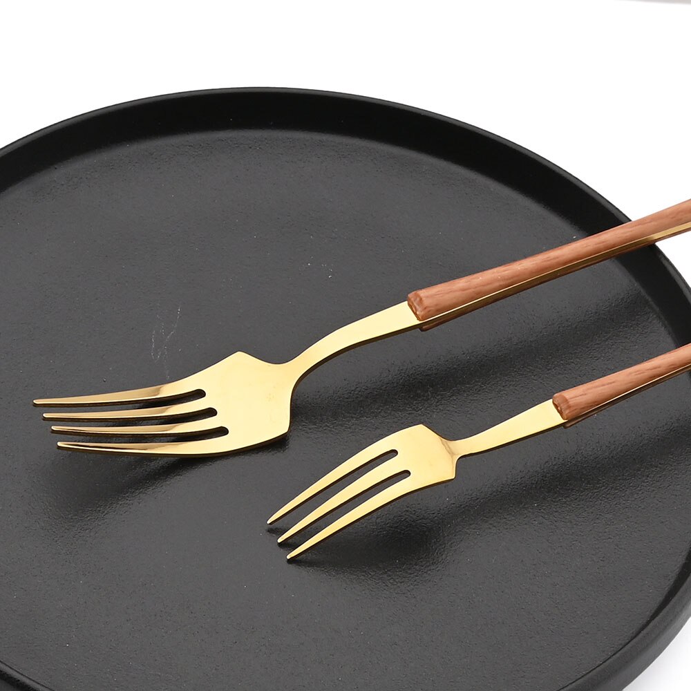 1/2/4/6/8 Set Stainless Steel Flatware Set Wooden Handle Cutlery Set Dinnerware Western Knife Fork Spoon Tableware Kitchen Decor