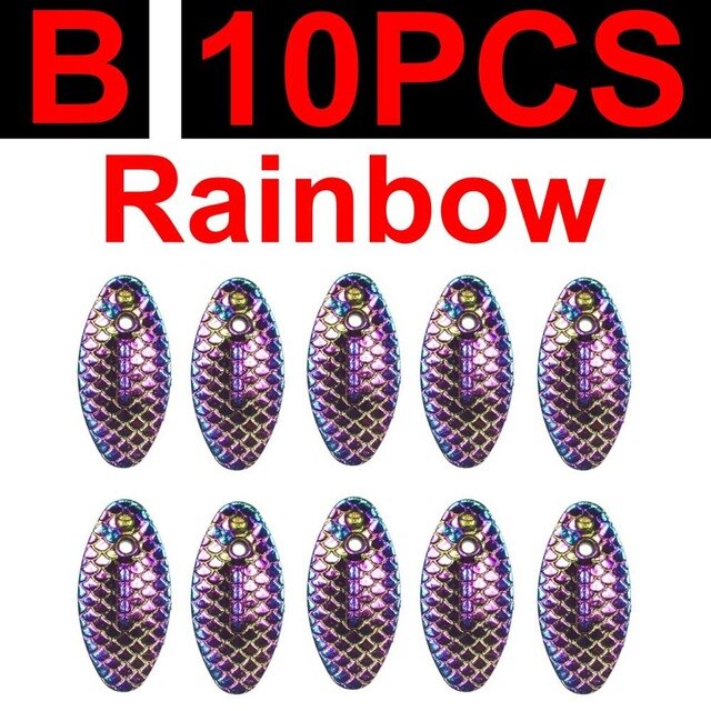 10 unidades de Señuelos de Pesca con cuchillas, señuelo de pesca con mosca, cuchara pequeña, señuelo giratorio, aparejos, hoja giratoria, accesorios de señuelo de trucha DIY: B 10pcs rainbow