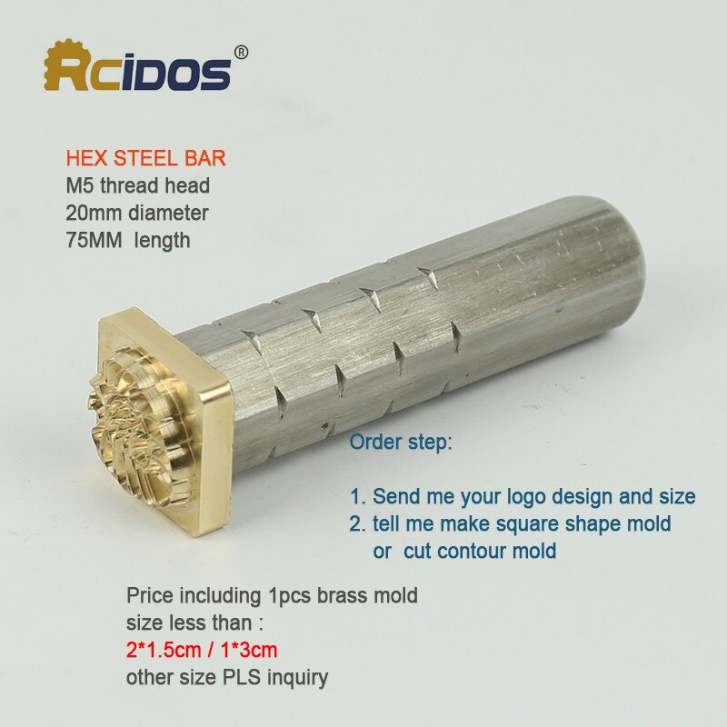 Rcidos #304 punho de aço inoxidável, ferramentas de gravação de logotipo de gravação a frio, punho sextavado: Hex M5x20x75MM
