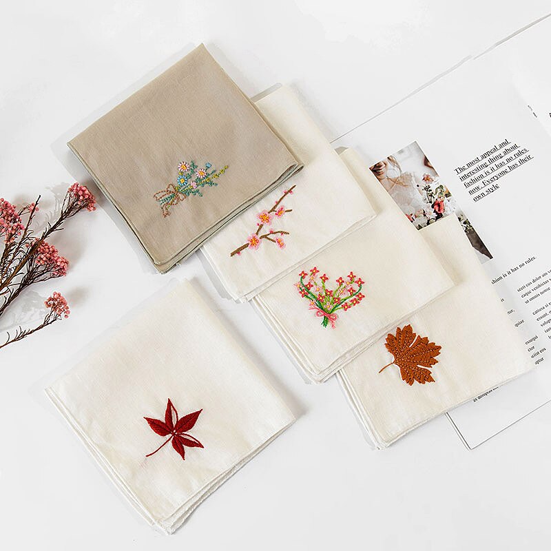 Handkerchief Embroidery Kit Needlework Flower Cross Stitch Set DIY Handwork Swing Handmade Craft Unfinished