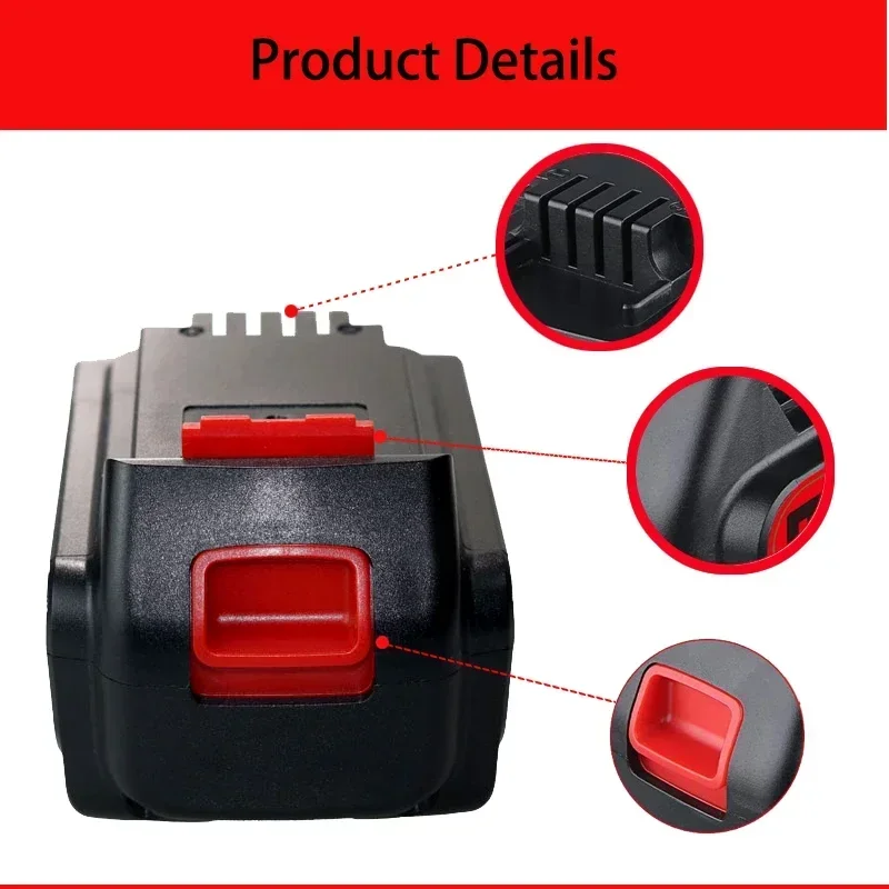 20V 6000mAh/8000mAh/10000mAh Oplaadbare Li Batterij Vervanging voor Black en Decker LB20 LBX20 LBXR20 Power Tool Batterij
