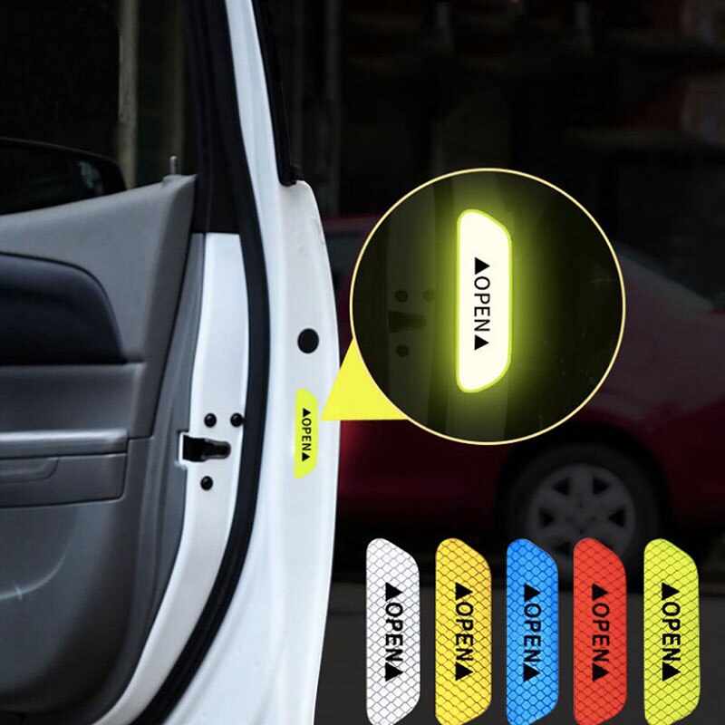 Juego de 4 pegatinas reflectantes para puerta de coche, cinta reflectante abierta, reflectante, para Exterior, 4 unidades