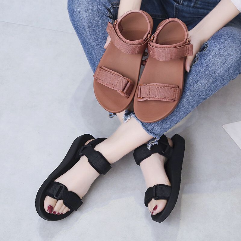Sandalias de plataforma de cuero directo de fábrica zapatos de cuero grueso de mujer de verano hebilla de de fondo grueso casual de mujer