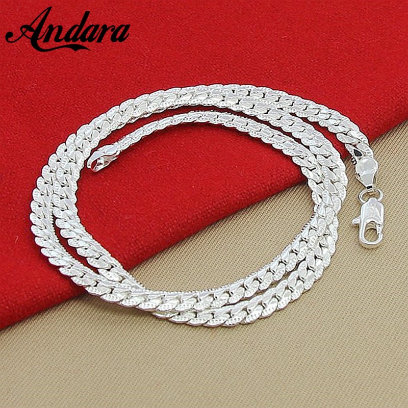 Trendy Men's 6MM 60cm Snake Chain Necklace for Women 925 Jewelry Sterling Silver Necklace