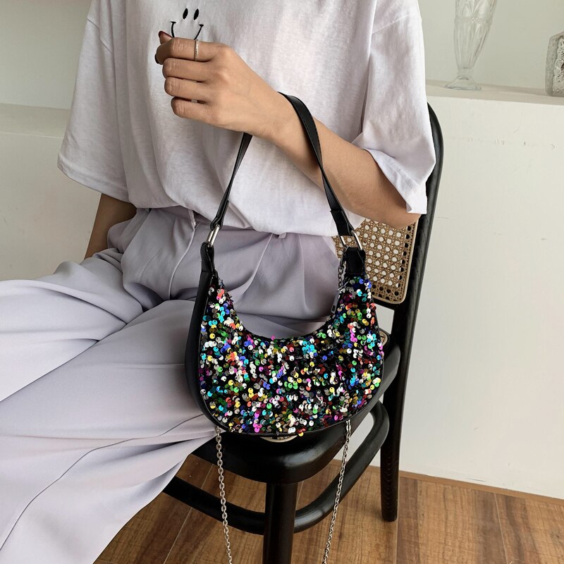 paillettes di modo sacchetti di Cuoio dell'UNITÀ di ELABORAZIONE ottavino Borse A Spalla per Le Donne 2020 di Disegno della catena di Lusso Sacchetto di Mano Femminile di Viaggio sacco