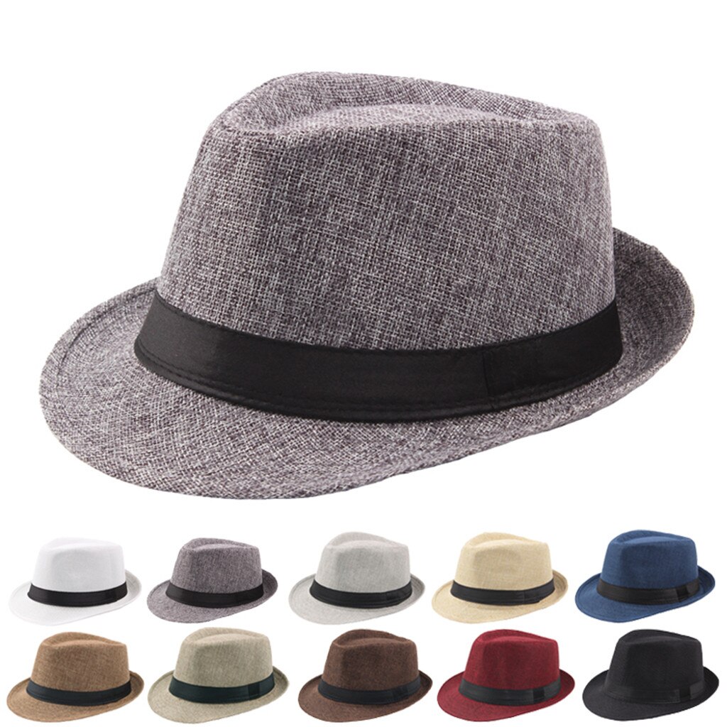 Jazz Sun Hats Men's Breathable Linen Top Cap Outdoor Sun Hat Straw Hats Visor Hip Hop Cap Summer Fisherman Hat Sunhats