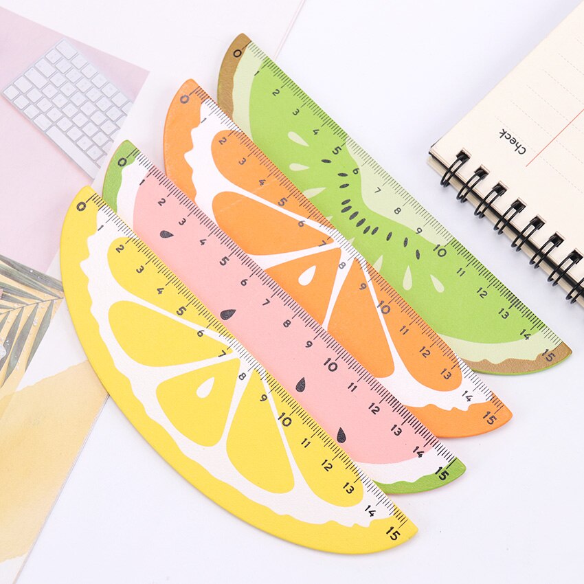 15cm Fruit Straight Ruler Wooden Kawaii Tools Stationery Drawing for Kids Office School Supplies