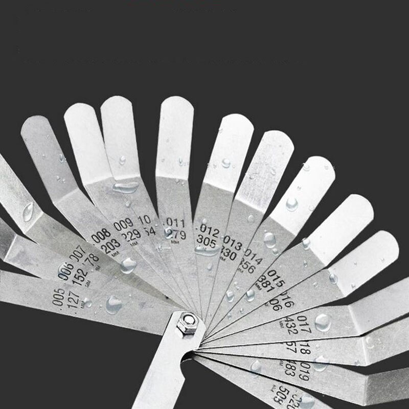 Metric Feeler Gauge Gap Ruler 16 Blade Thickness Gap Thickness Gauge 0.127-0.508mm Anti-Rust Plug gauge Measuring Instrument