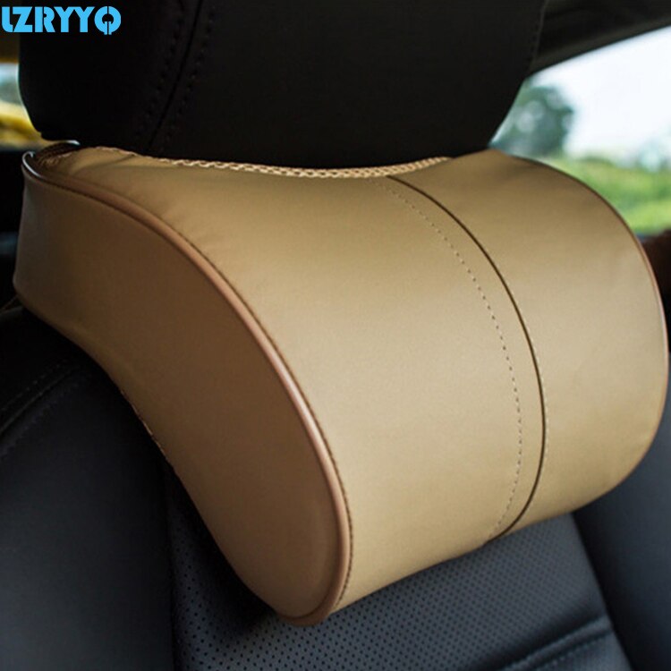 Bilsete hodestøtte ryggpute midjestøtte pu skinnminne skumpute korsryggstøtte auto nakkestøttestøtte: beige nakkestøtte
