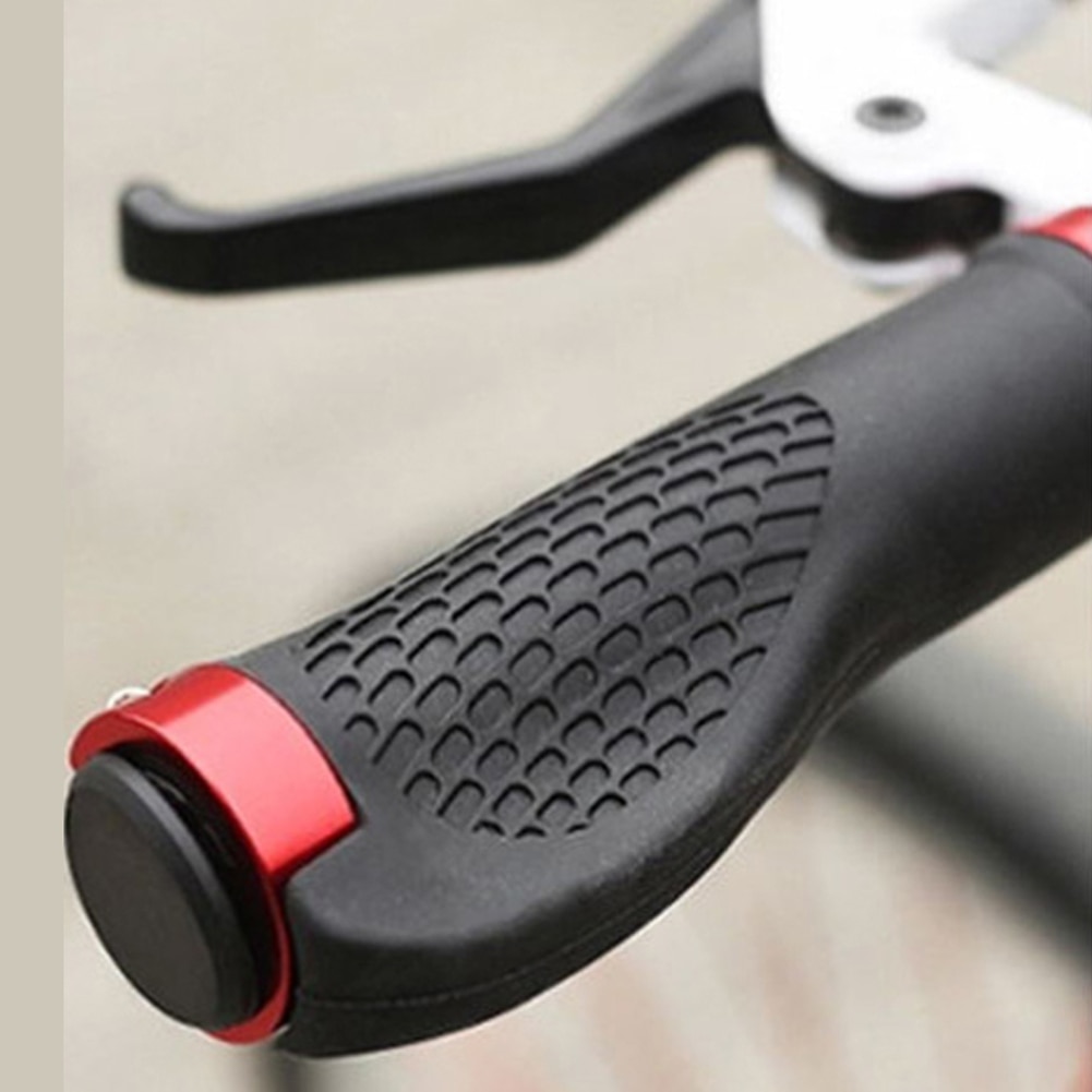 La bicicleta del manillar Anti-Skid caucho ergonómico MTB Carretera de montaña puños de goma con topes de aluminio para bicicleta de ciclismo accesorios de partes de