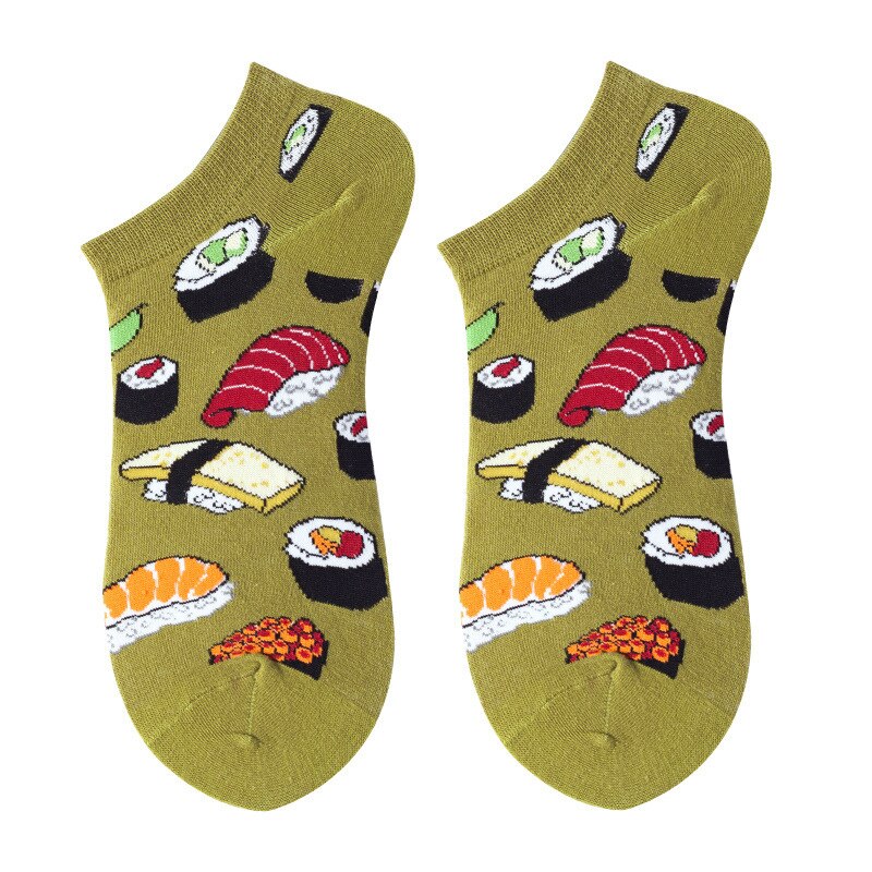 40 Style Colorful Short Socks Men Cotton Novelty Oil Painting Animals Food Avocado Casual Funny Ankle Sox