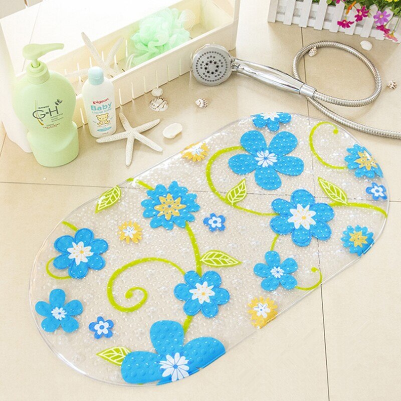 Kleurrijke Bloemen Stippen PVC Antislip Badmat Bad Douche Mat 69*38 cm