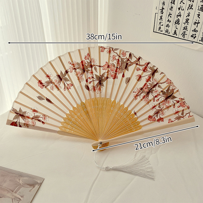 Abanico de mano plegable para decoración floral, abanico japonés de bambú antiguo para mujer, abanicos personalizados para baile, accesorios de decoración para de boda, abanico para mujer