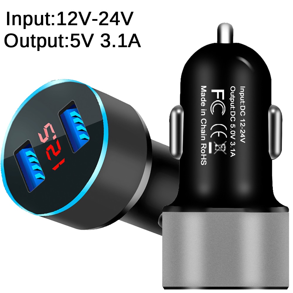 Universale Dual Usb Car Charger 5V 3.1A Con Display A LED Del Telefono Auto-Caricatore per Xiaomi Samsung S8 iPhone X XS 8 Più Tablet etc