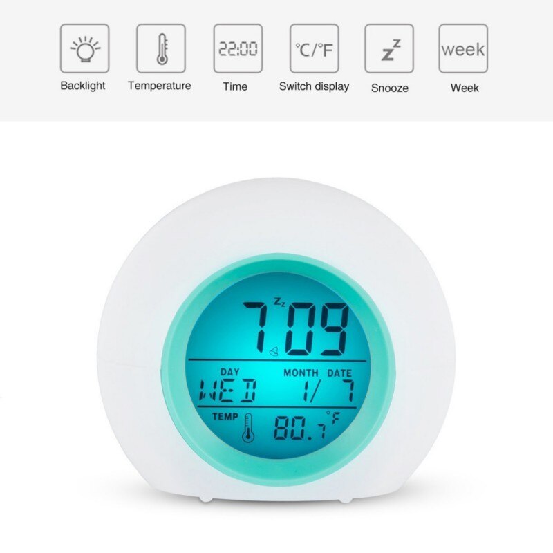 Change Color Alarm Clock Light Gradient Alarm Clock Round Digital Clock For ChildrenA2