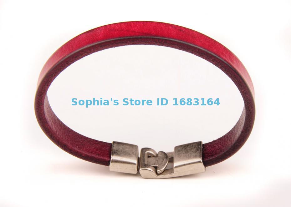 BL09 Purple Men Single Wrap Slim Plain Leather Cuff Bracelet Wristband