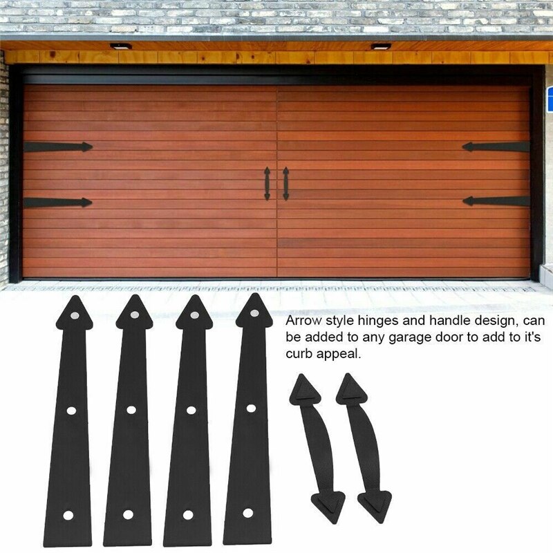 Magnetisk garageport dekorativ hardware pil stil hængsler håndtag vognhus hængsler håndtag kit