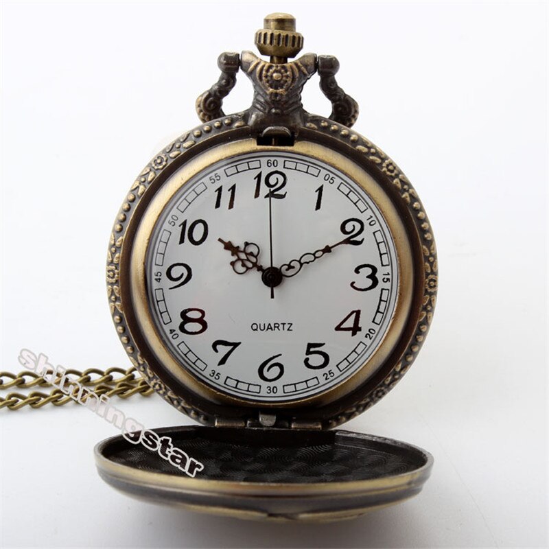 Montre de poche à quartz vintage à motif d'aigle pour homme avec longue chaîne