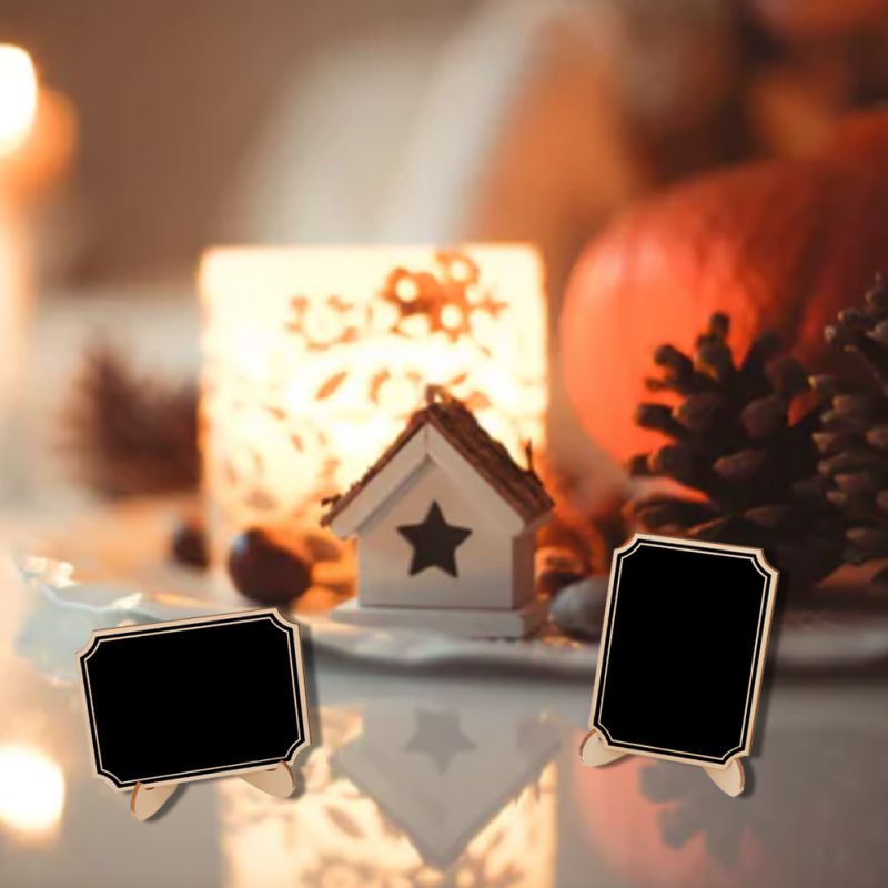 Mini Chalkboard Signs Easel Stand - 10 Pack Wooden White Framed Chalkboard Labels With Easel Stand, Blackboard .