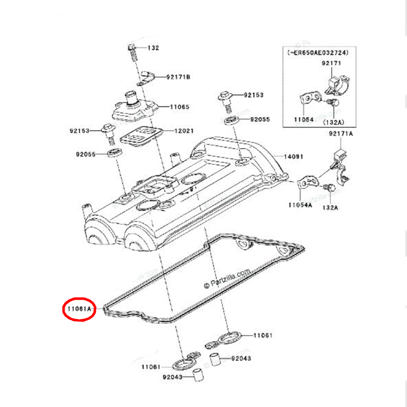 Motorcycle Cylinder head cover gasket For Kawasaki ER-6n ER650 Ninja 650R EX650 2006 KLE650 2007 Versys 650