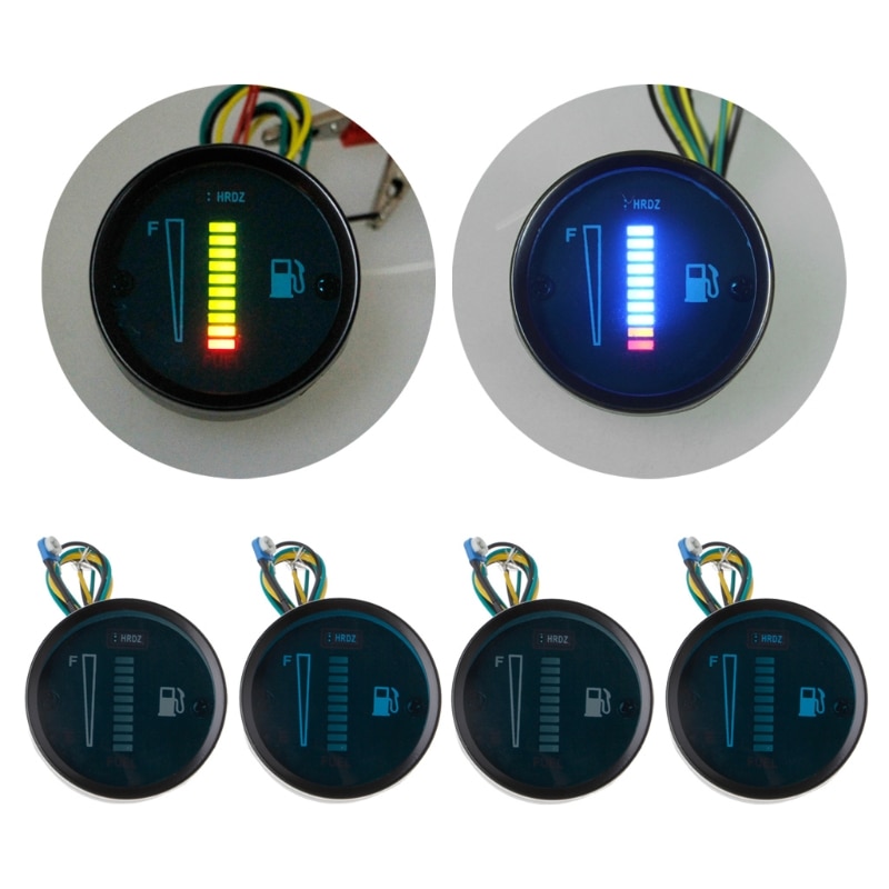 VEHEMO 2" 52mm Car Motorcycle Fuel Gauge LED Fuel Level Moto Meter Gauge Fuel Level Sensor 12V Aluminum Alloy Car Styling